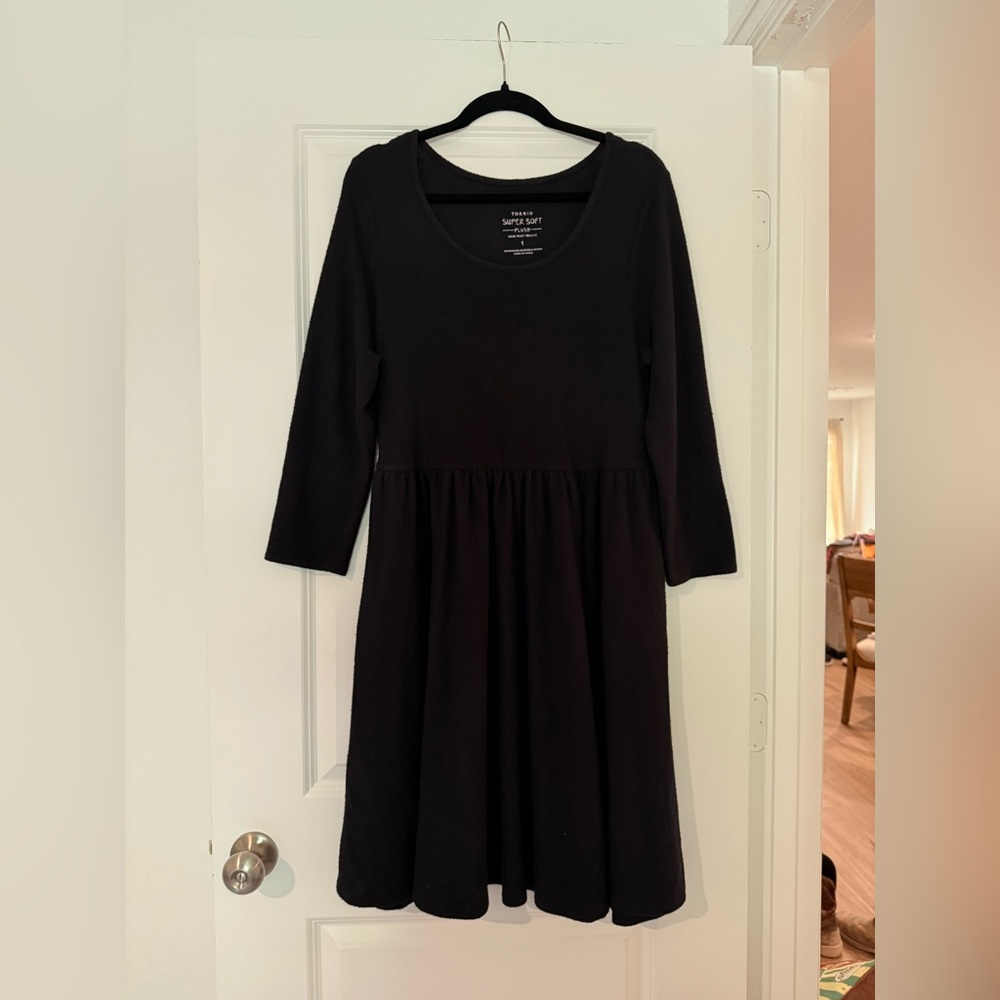 Torrid Brand Super Soft Knit Black Long Sleeve Dress Size 1